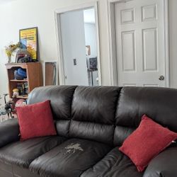 Couch And Love Seat Dark Brown Leather