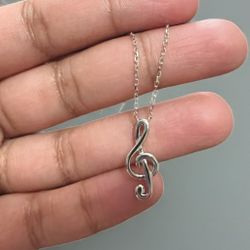 925 Sterling Silver Chain With Music note Charm 