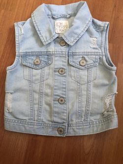 Custom distressed denim vest XS