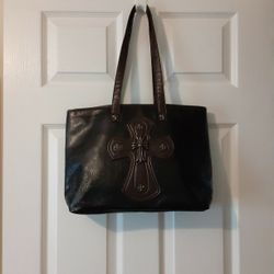 Black And Brown Cross Design Shoulder Bag