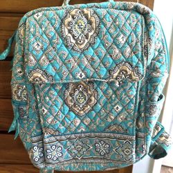 Vera Bradley quilted backpack.  Brown/Turquois pattern.  Appx 13”x 12”. Gently Used. See more below!