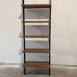 MOVING SALE – Modern Ladder Bookshelf (Wood & Black Metal)