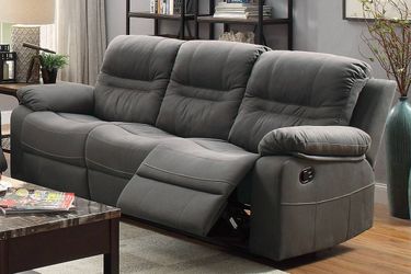 Brand new grey leather reclining sofa