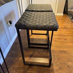 Tufted Faux Leather Stools