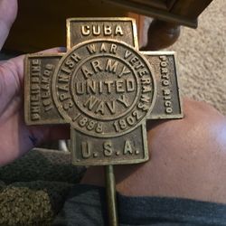 Antique Bronze  Spanish American War Grave Marker 