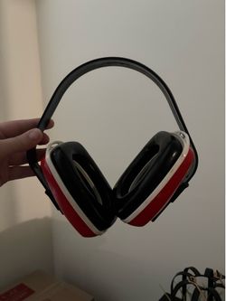 Red and black ear muffs