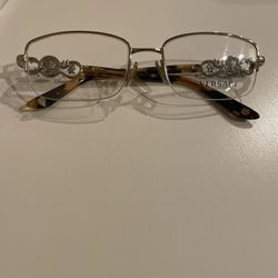 Versace Eyeglasses MOD. 1199 1052 Silver Tortoise Half Rim Frame Italy 51 17 135