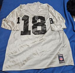 Used Vintage Oakland Raiders Randy Moss  Rare Silver Reebok Jersey, Men's XL