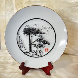 Anhui wuhu golden picture traditional Chinese handmade iron art / artwork on plate background 24k gold trim