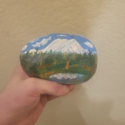 Unique Mount Rainier Painted Rock 