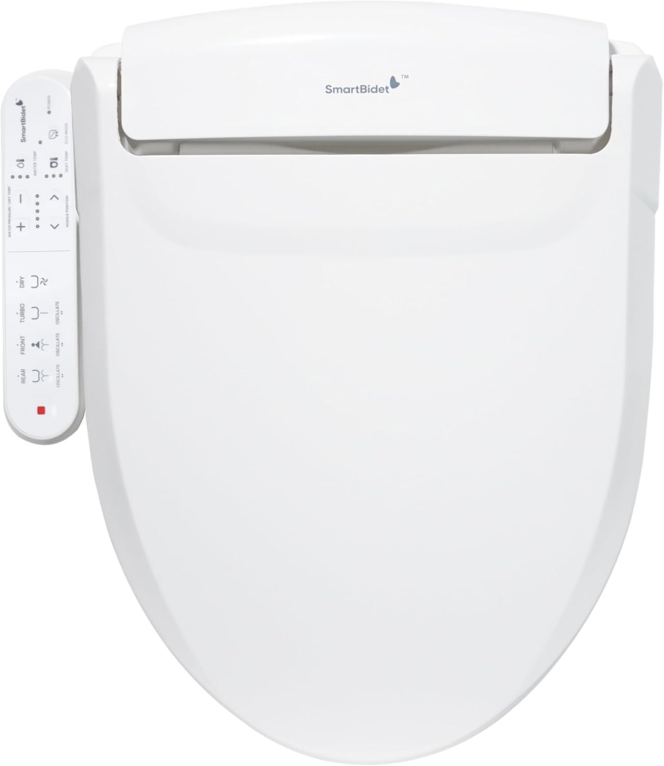 SmartBidet SB-2000WE Electric Bidet Toilet Seat with Heated Seating, Warm Air Dryer, Temperature Control Wash, and Control Panel, Elongated Seating El