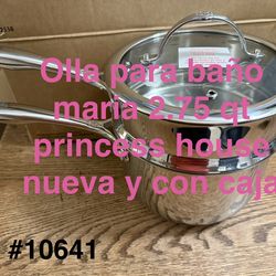 Olla para baño maría  de 2.75 qt acero inoxidable 👉 princess house todo nuevo y con caja 📦