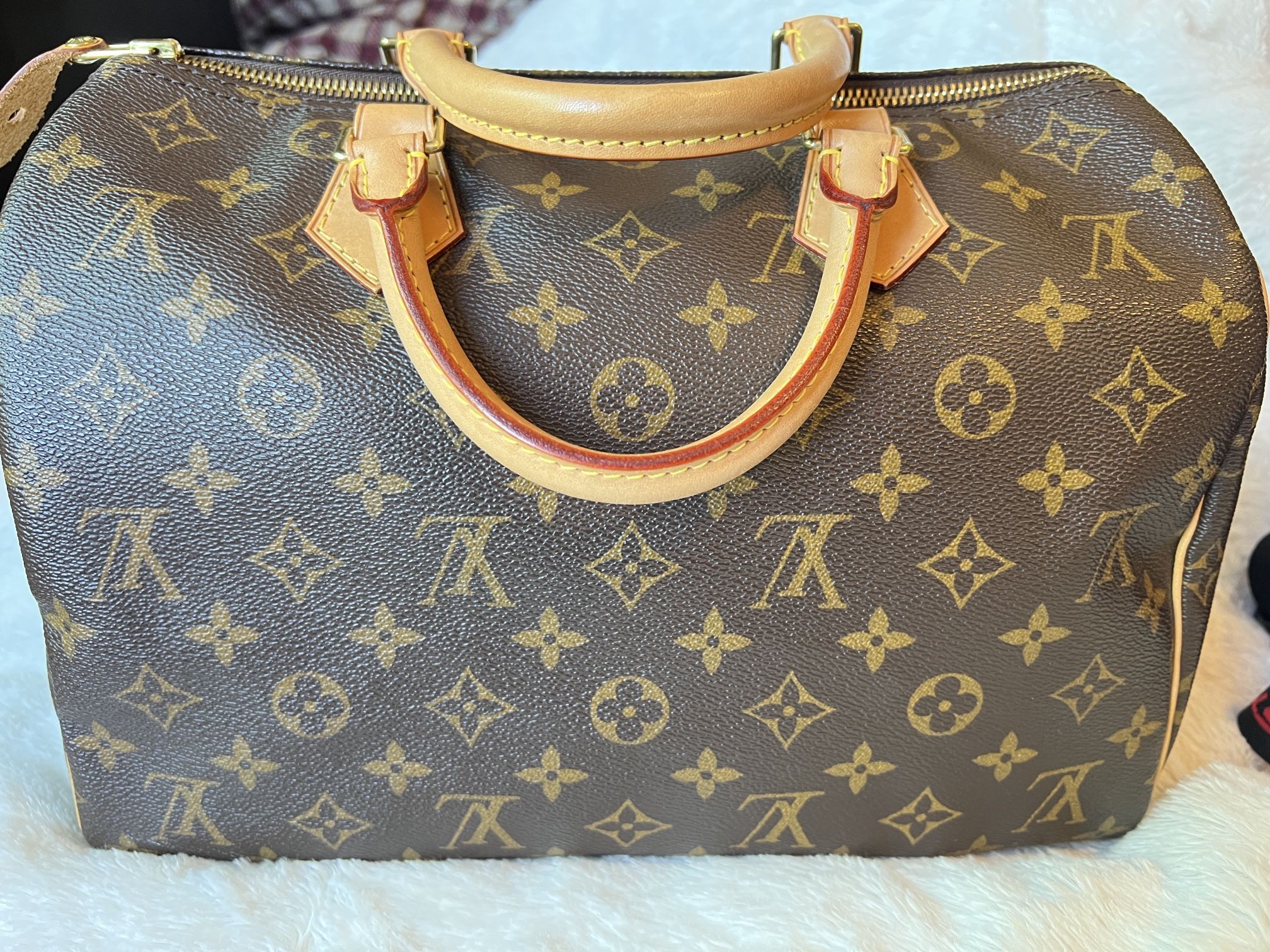 Authentic Louis Vuitton Speedy Bag 30 Brown Canvas Padlock & Keys