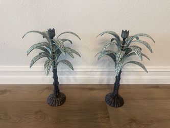 16” Metal palm tree decorations- with candle holder at the top if you want to use