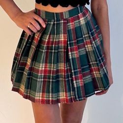 Skirt, tennis skirt, green and red check,s