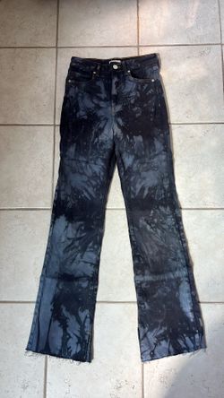 Flare Jeans - Black And Grey Crushed Tie Dye