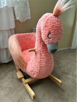 Soft landing flamingo rocker