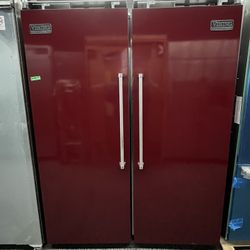 Viking Red Built In Column Set 60” Fridge & Freezer Used