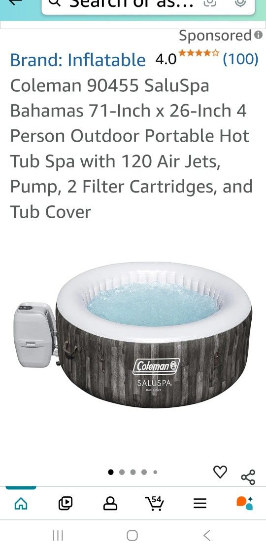 Bestway SaluSpa Bahamas  Inflatable Hot Tub, 4-Person AirJet Spa With All Accessories Tub Cover Plus Cleaning Supplies And Mat See All Pictures 