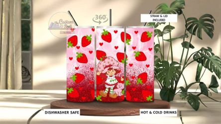Very Berry Strawberries 20 Oz Stainless Steel Tumbler (READ DESCRIPTION)