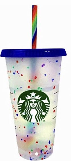 * NEW * Starbucks Confetti Cup w/Rainbow Straw