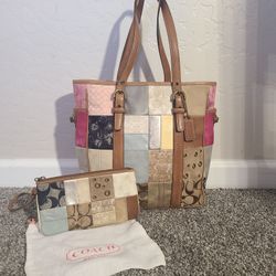 Coach Patchwork Y2k Purse With Wristlet And Dust Bag