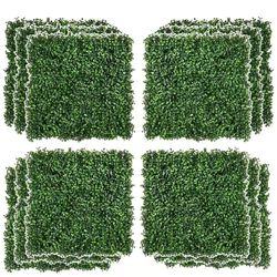 12 PCS 20 in. x 20 in. Boxwood Panels Topiary Wall Green Artificial Grass