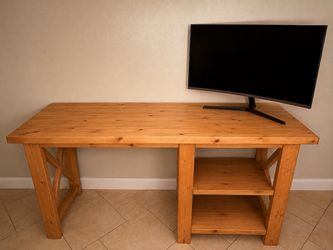 Solid Wood Desk with Shelves