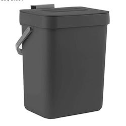 Mini Countertop Trash Can, Compact Waste Basket Garbage Can, Small Trash Bin with Lid for Desk/Office/Dorm, 3L/0.8 Gal, Black
