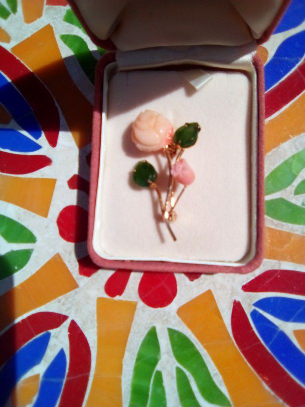 Vintage Rose Flower Brooch Pin