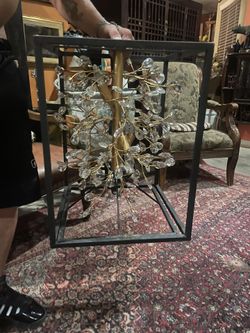 Chandelier, Black Metal And Crystal