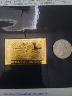 First Man on the Moon commemorative sterling stamp replica Sealed