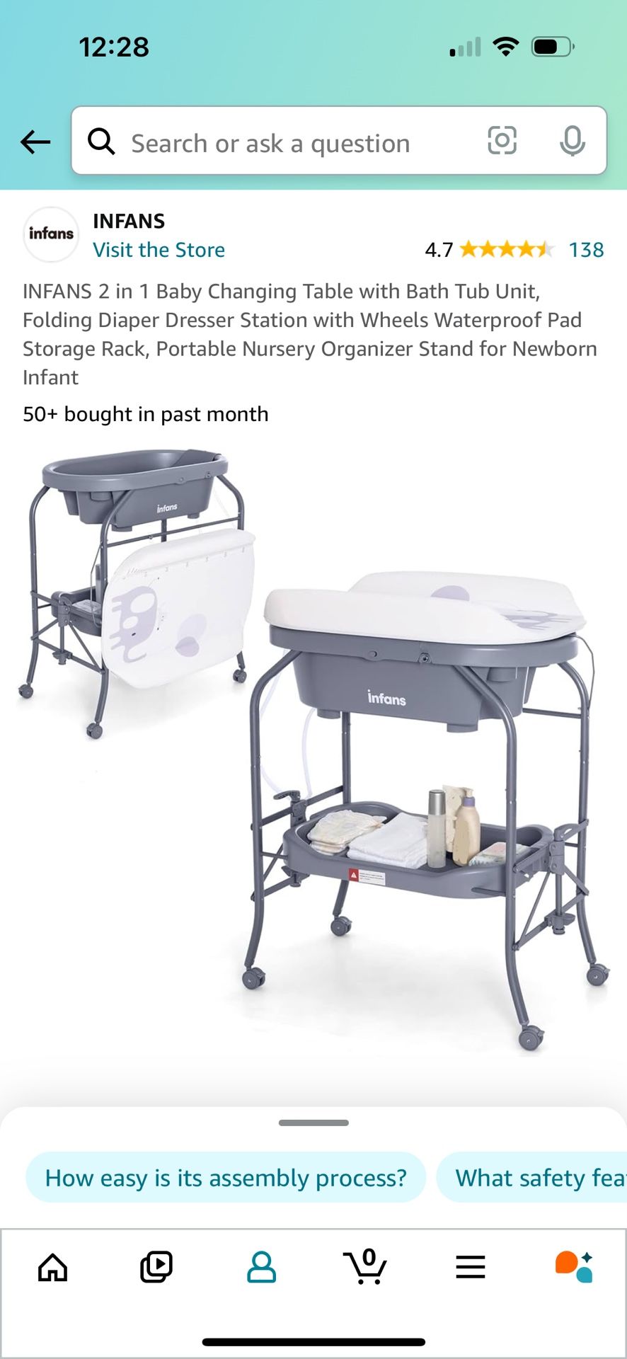 Changing Table with Bath Tub