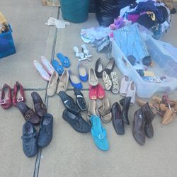 16 Pairs Women’s Shoes – Flats, Heels, Sandals – Bulk Lot