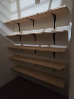 Floating Wood Wall Shelves with Metal Brackets