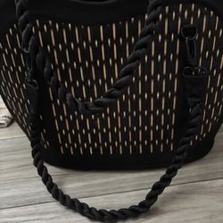 Black Woven Handbag