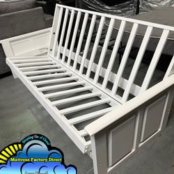 Foldable Wood White Futon Couch Bed 