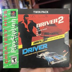 Driver Twin Dual Pack 1 /2 Sony Playstation 1 PS1 W Slip Cover Greatest Hits CIB