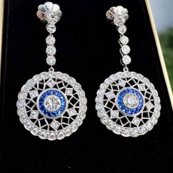 Art Deco Platinum Diamond Earrings