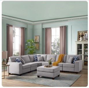 Wayfair Geraldton 123.5" Wide Reversible Modular Corner Sectional with Ottoman