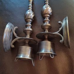 $19 Solid Brass Candle Wall Sconces. Great Pitina 10 1/4" Tall. Perfect Condition, Could be Cleaned