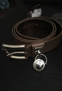 Michael Kors gold and camel brown leather belt size large women’s