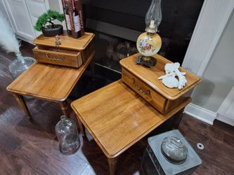 Pair of Vintage Wood Step End Tables