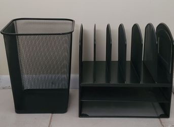 Horizontal/6 Vertical Desk Organizer and Waste Paper Basket