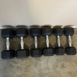 Set Of Dumbbells - 3 Pairs (20, 25, & 30 Ibs)