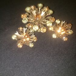 Vintage Brooch With Matching Earrings