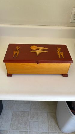 Vintage Wooden Folk Art Box