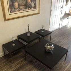 Espresso Color Coffee Table With 3 End / Side Tables 