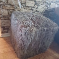 Faux Fur Ottoman 