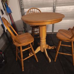 Oak Pub Table and Chairs